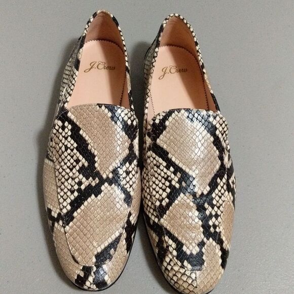 J. Crew Cecile AQ136 Smoking loafer leather reptile embossed size 9 - Picture 10 of 12
